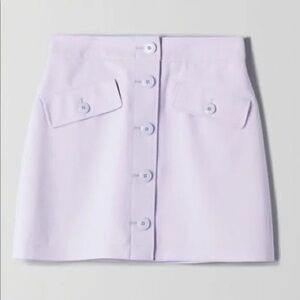 Aritzia Little Moon Lavender Button-Front Mini Skirt